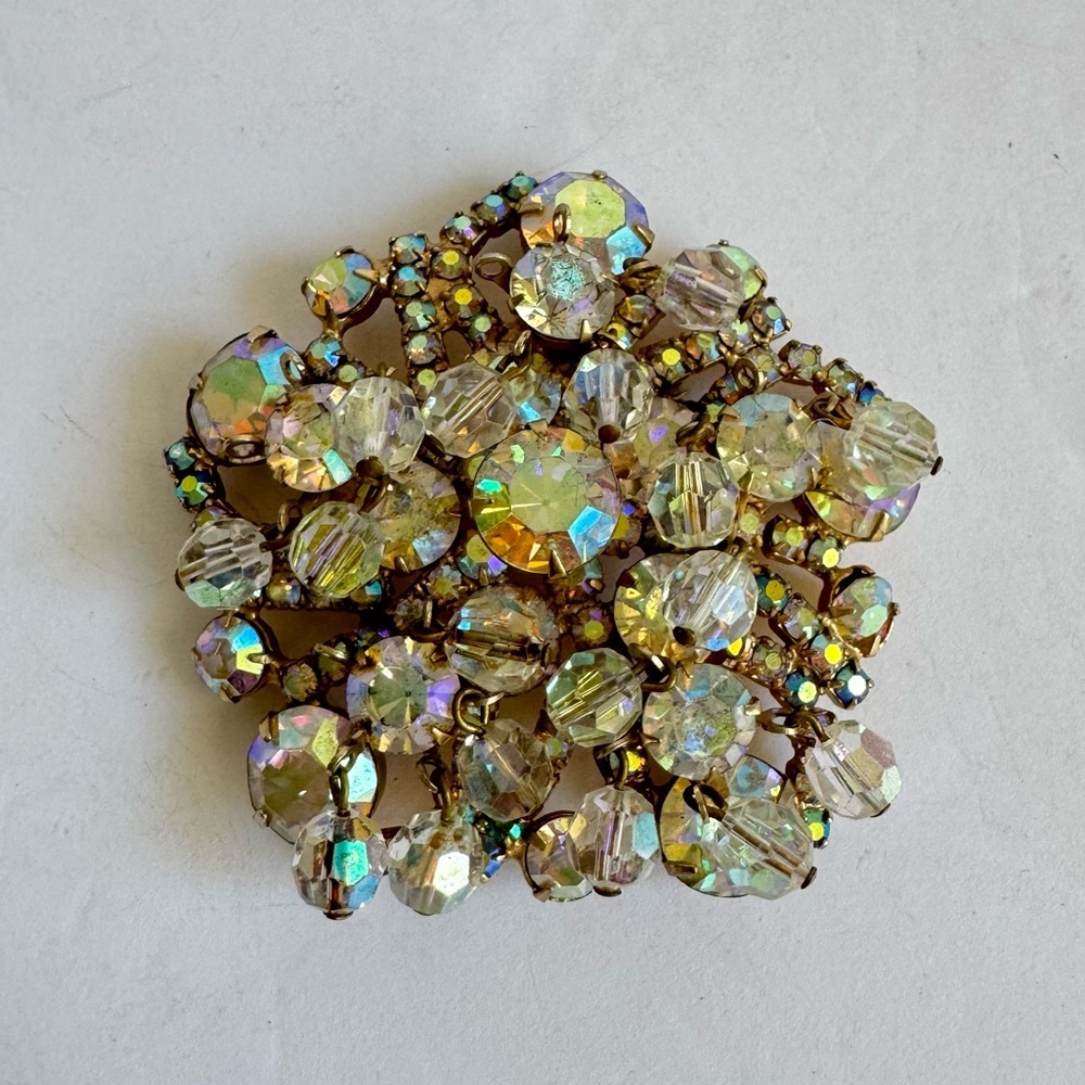 Vintage Juliana Cha Cha Brooch Aurora Borealis Crystal Rhinestone Pin Iridescent - Picture 10 of 12